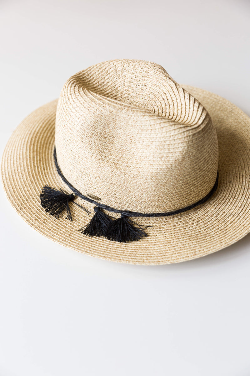 mode, triple tassel trim hat
