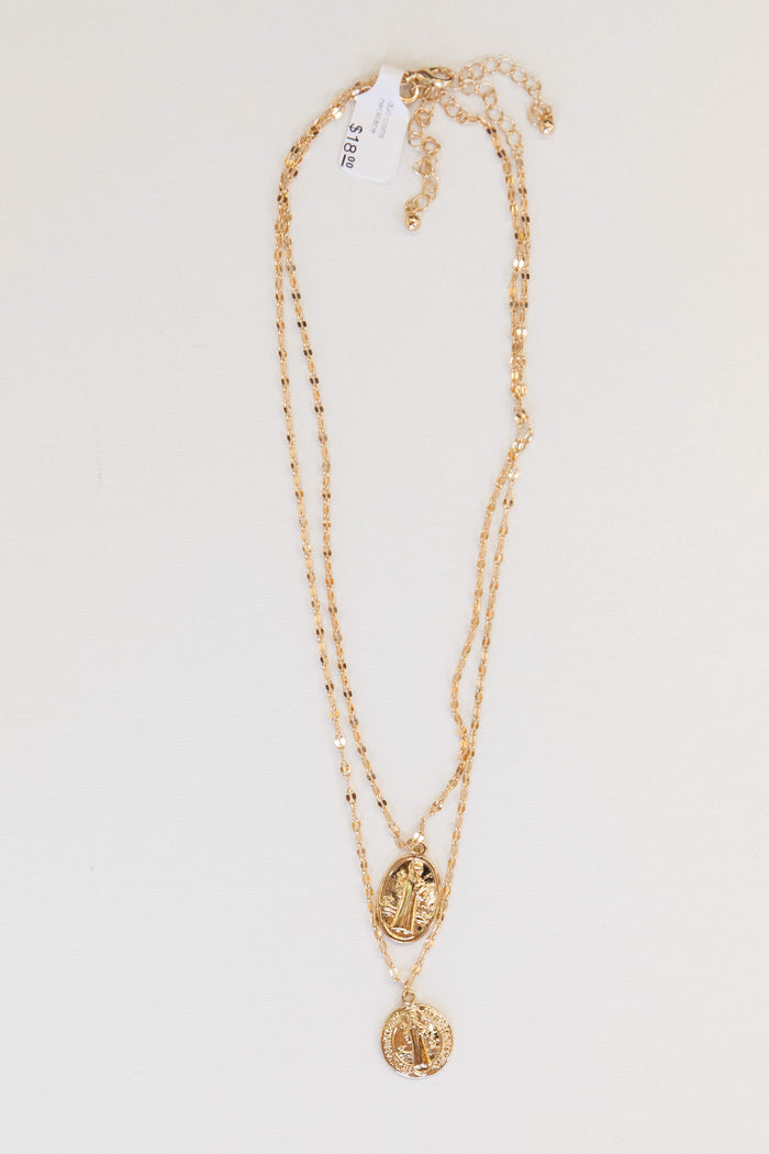 mode, duo coins necklace