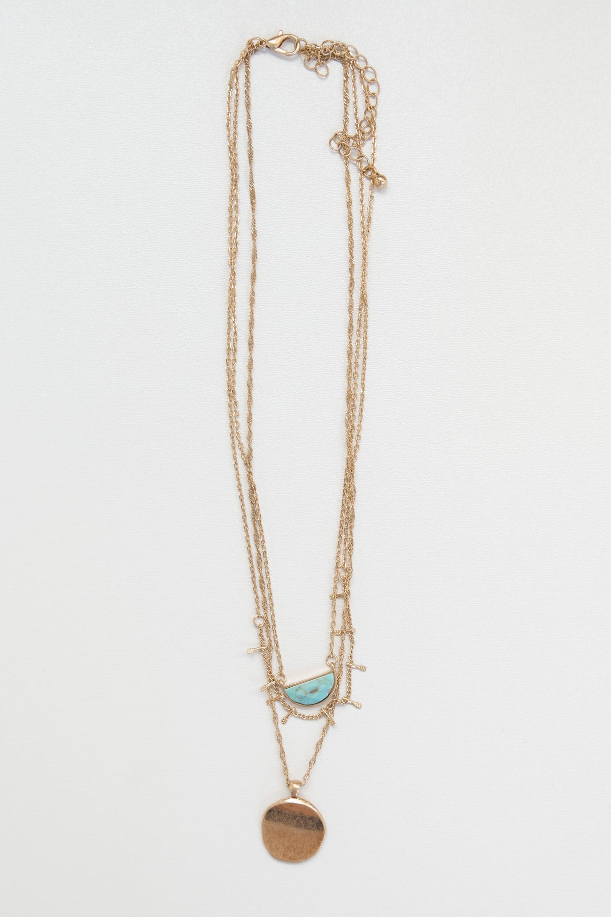 mode, sun stone layers necklace