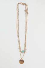 mode, sun stone layers necklace