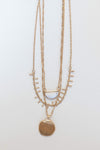 mode, sun stone layers necklace