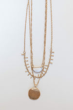 mode, sun stone layers necklace