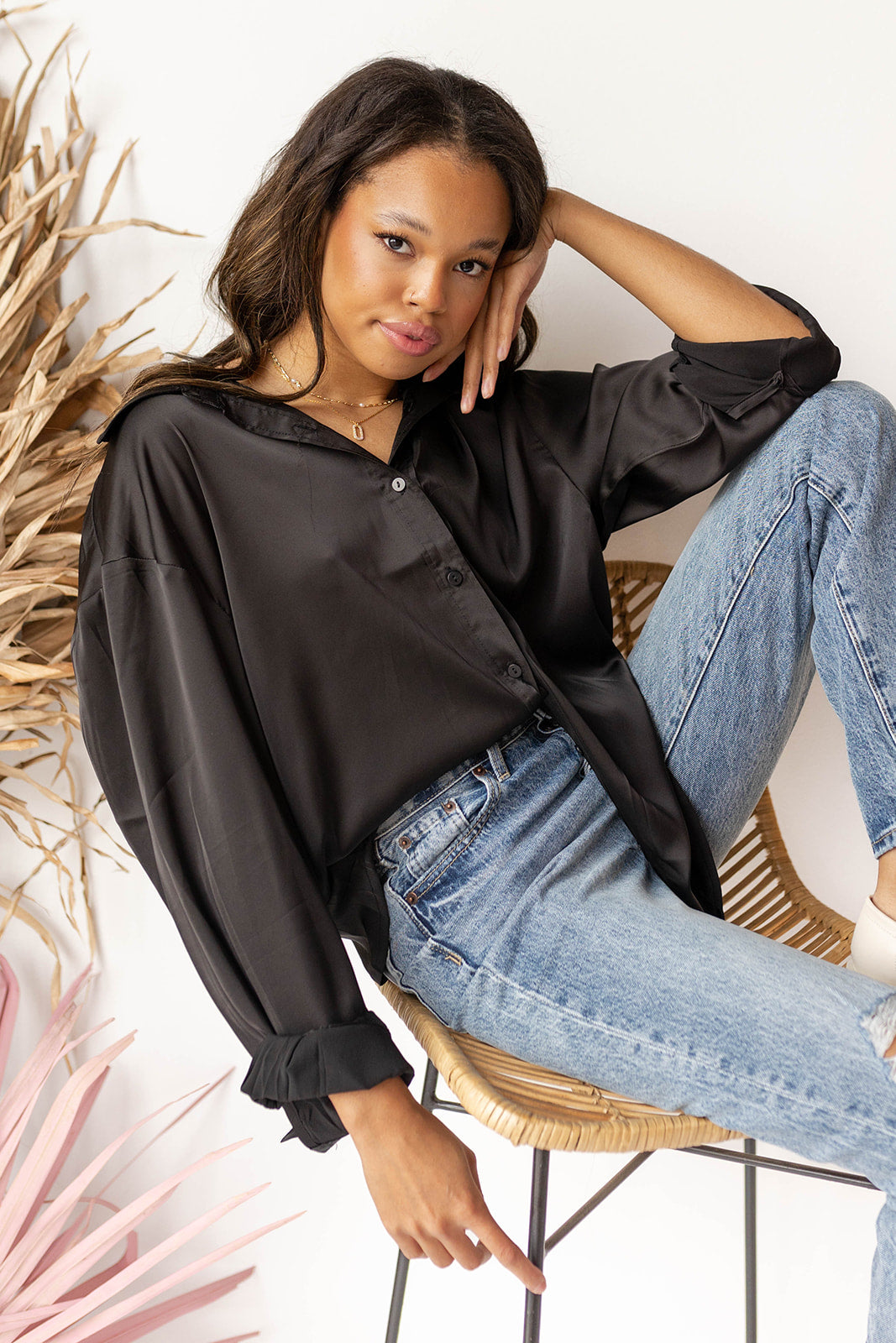 mode, shay satin blouse