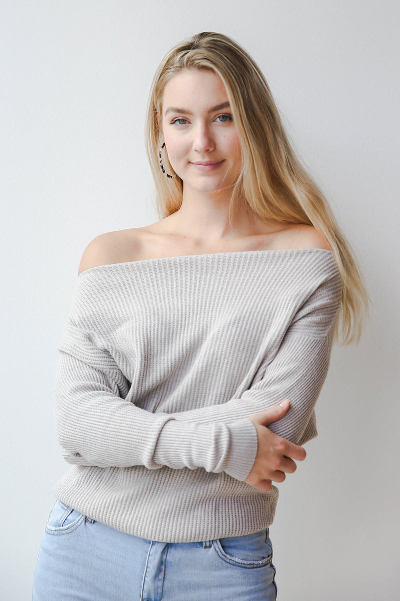 mode, waffle slouchy knit sweater