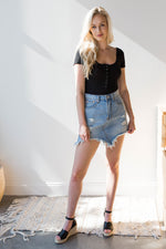 mode, jupiter ribbed button down bodysuit