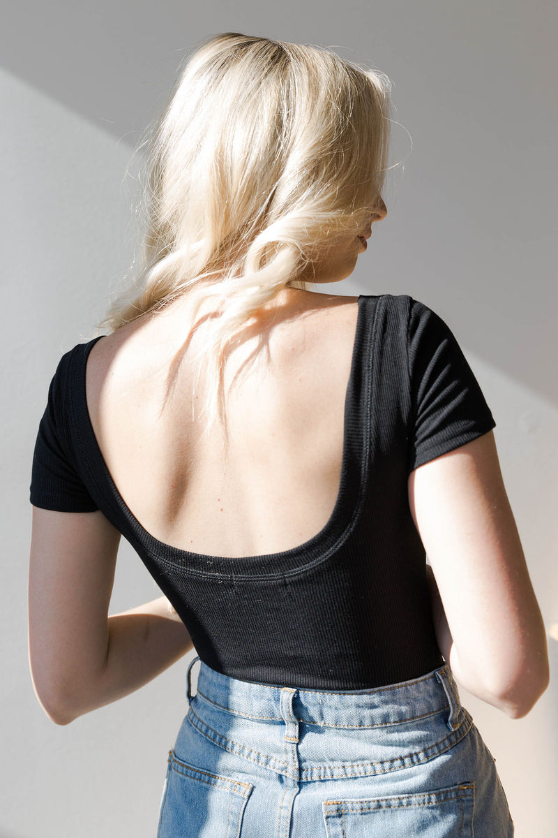 mode, jupiter ribbed button down bodysuit