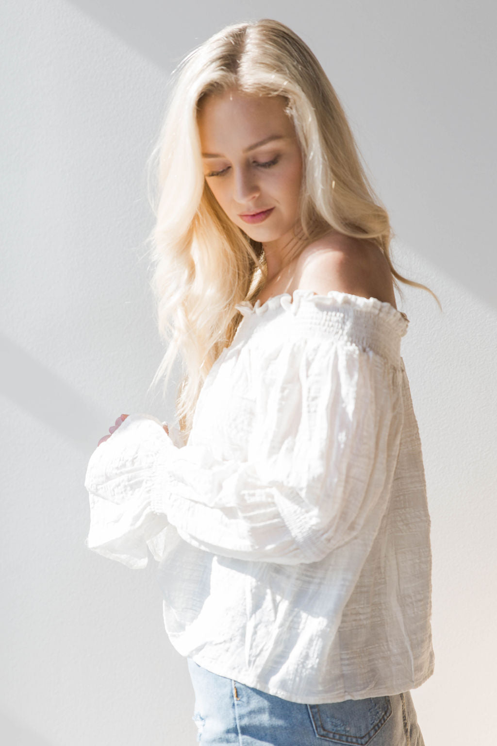 mode, off the shoulder top