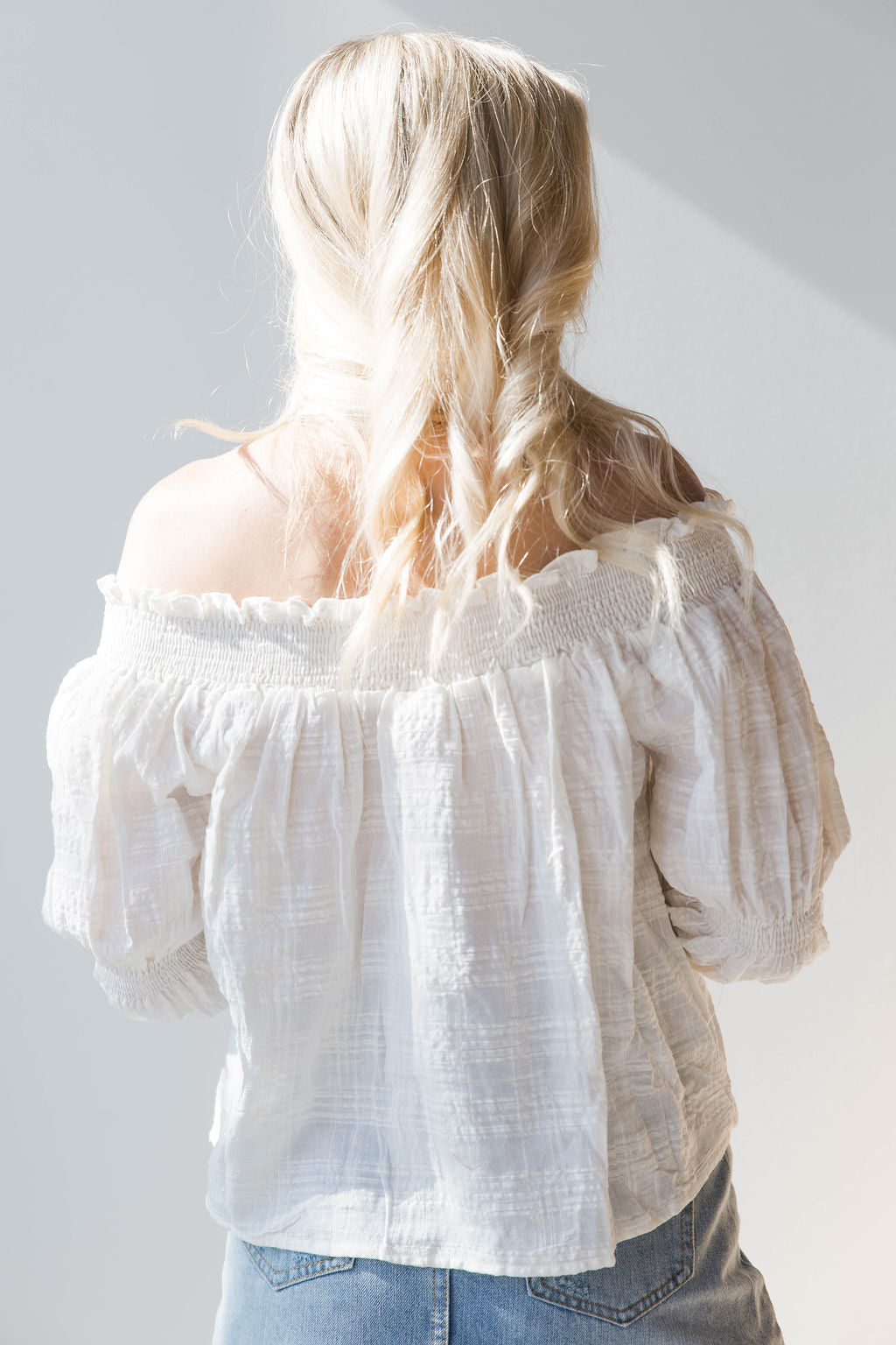 mode, off the shoulder top