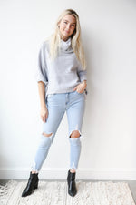 mode, clear skies funnel neck sweater