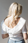 mode, frilled crop blouse