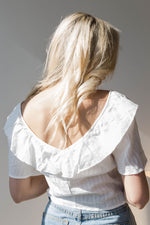 mode, frilled crop blouse