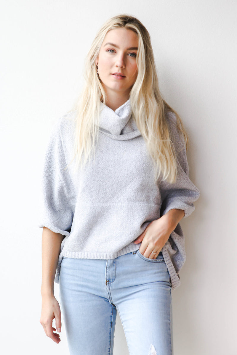 mode, clear skies funnel neck sweater