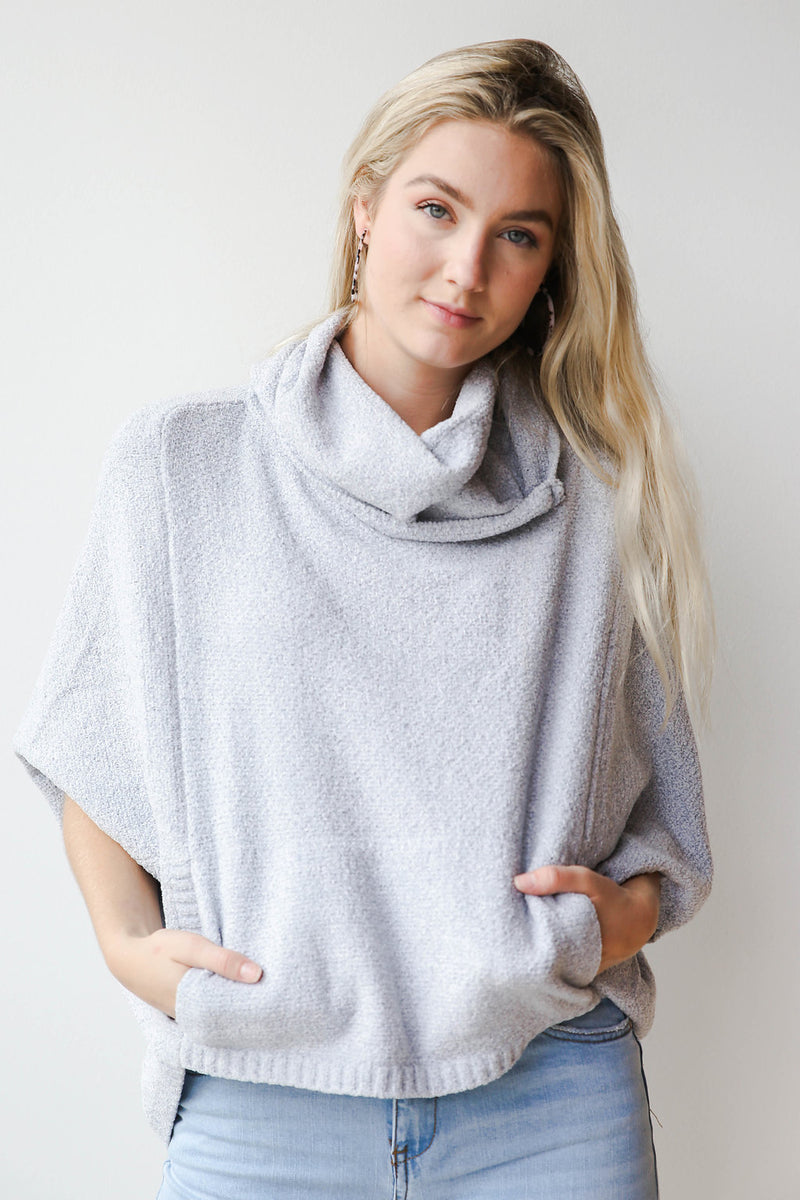 mode, clear skies funnel neck sweater