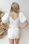 mode, paradise puff sleeve dress