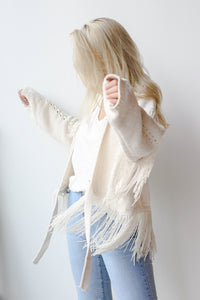 mode, sienna fringe cardigan