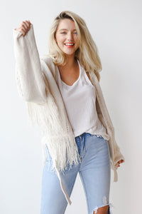 mode, sienna fringe cardigan