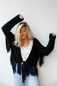 mode, sienna fringe cardigan