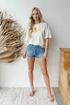 mode, radiate kindness oversized distressed tee