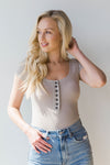 mode, jupiter ribbed button down bodysuit