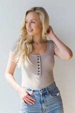mode, jupiter ribbed button down bodysuit