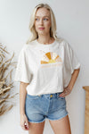 mode, radiate kindness crop tee
