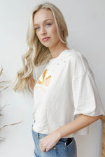 mode, radiate kindness crop tee