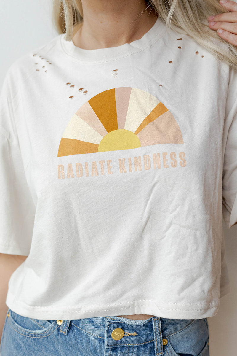 mode, radiate kindness crop tee