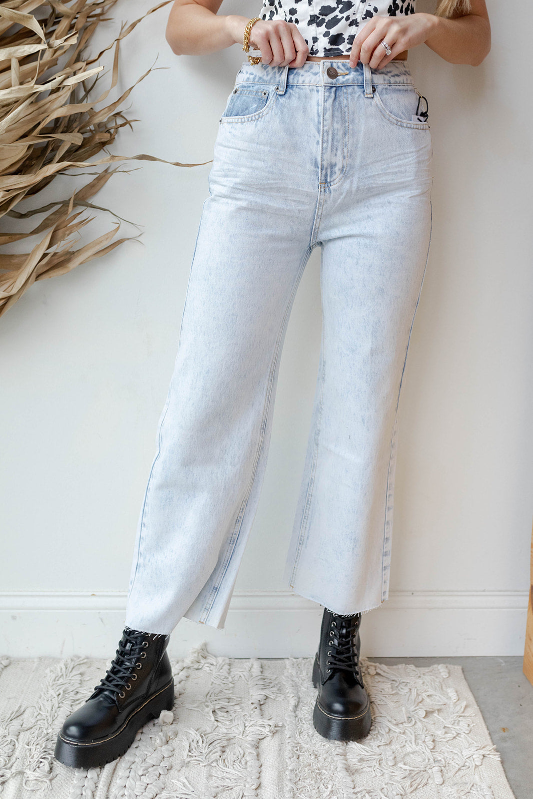 mode, gabi crop flare wvn denim pant