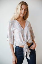 mode, Keely floral tie front top