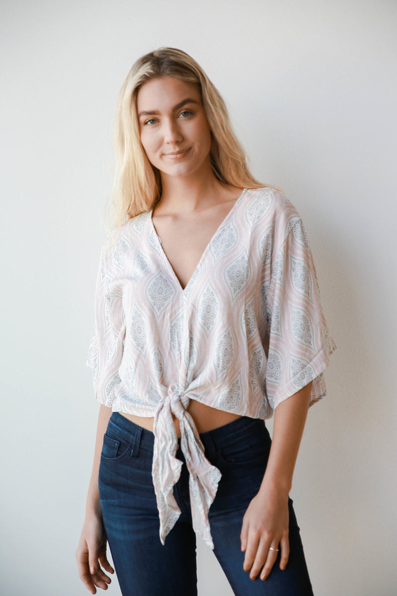 mode, Keely floral tie front top