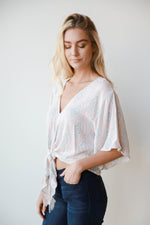 mode, Keely floral tie front top