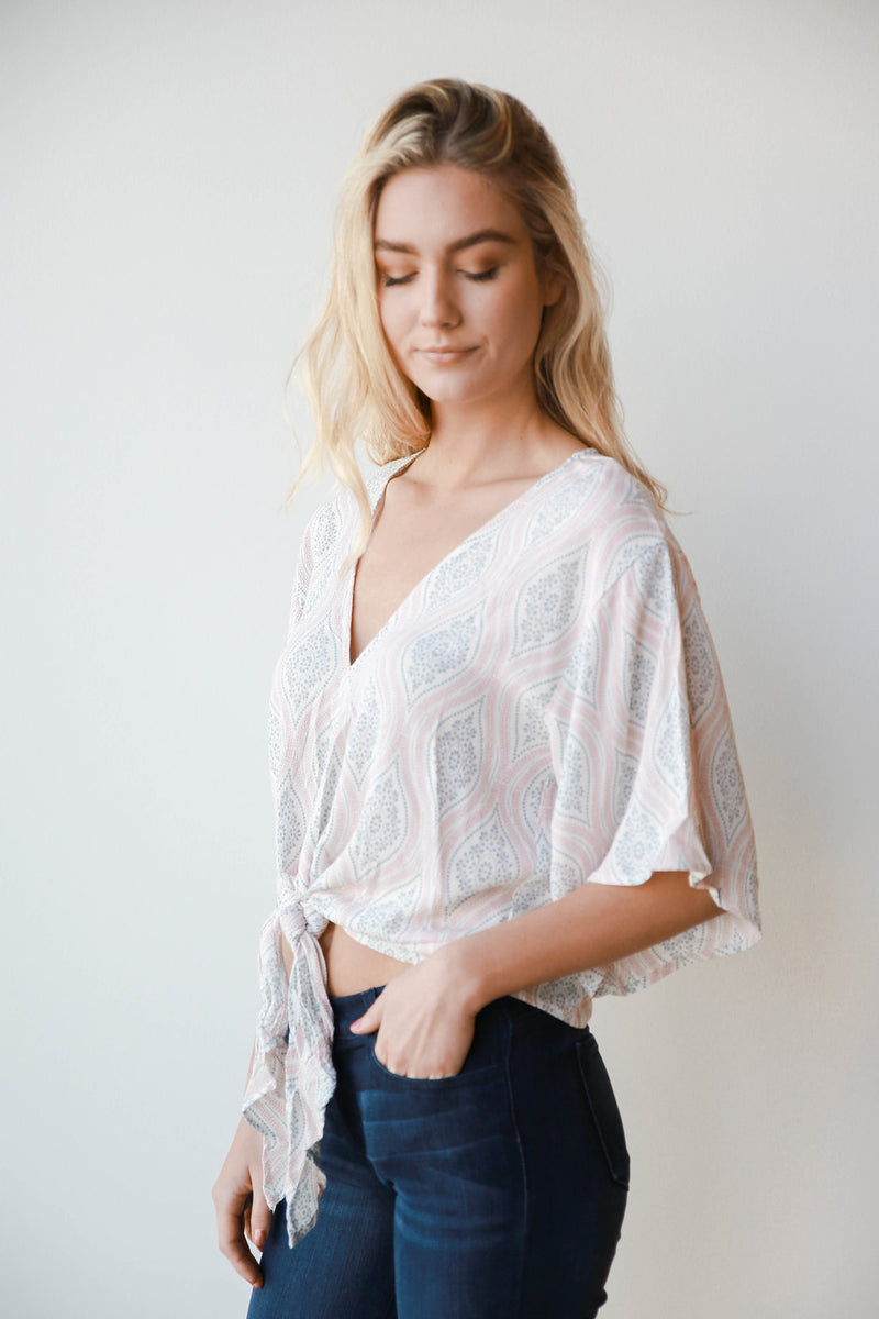 mode, Keely floral tie front top