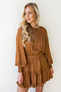 mode, ruffle detail layer dress