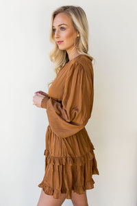 mode, ruffle detail layer dress