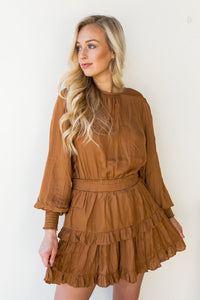 mode, ruffle detail layer dress