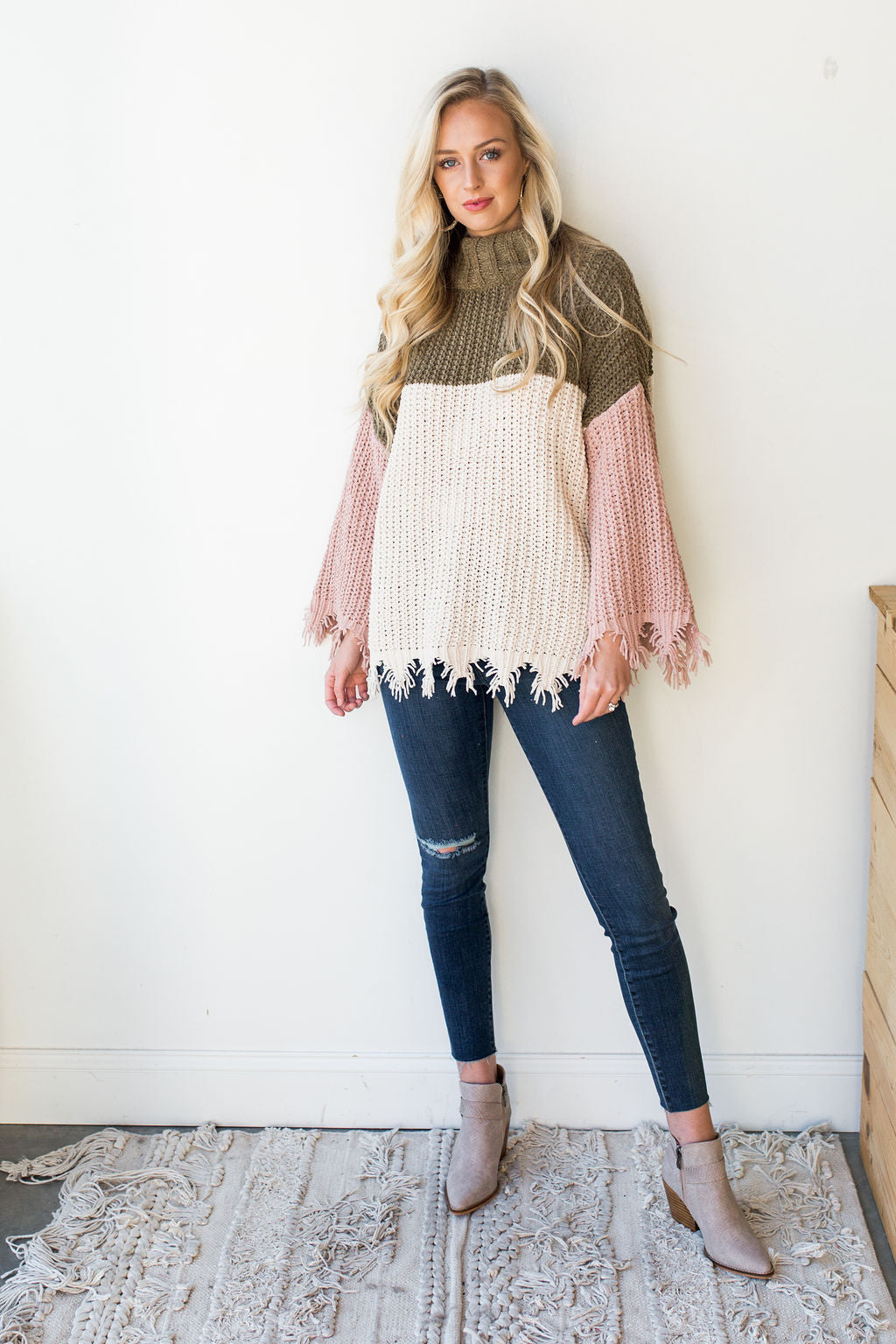 mode, colorblock all day sweater