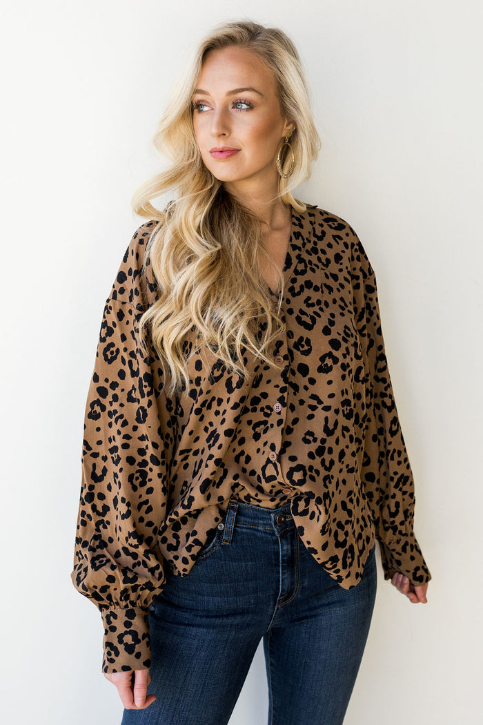 mode, wild one printed blouse