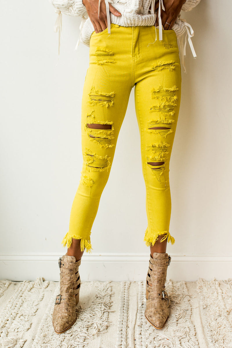mode, electric distressed skinny