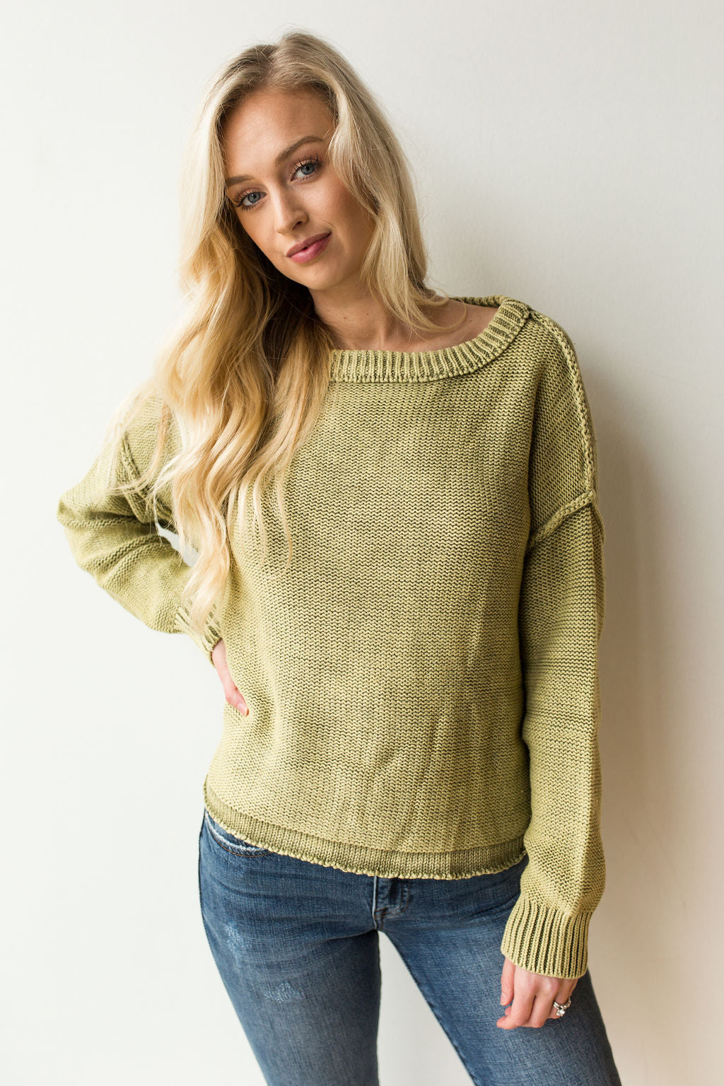 mode, ribbed brushed knit top