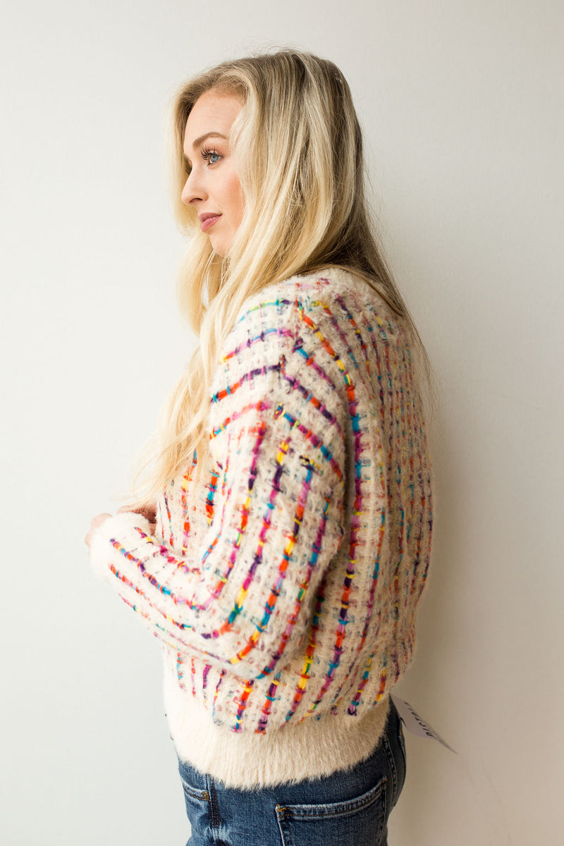 mode, color weave sweater