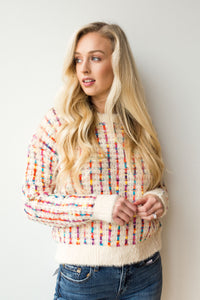 mode, color weave sweater