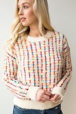 mode, color weave sweater