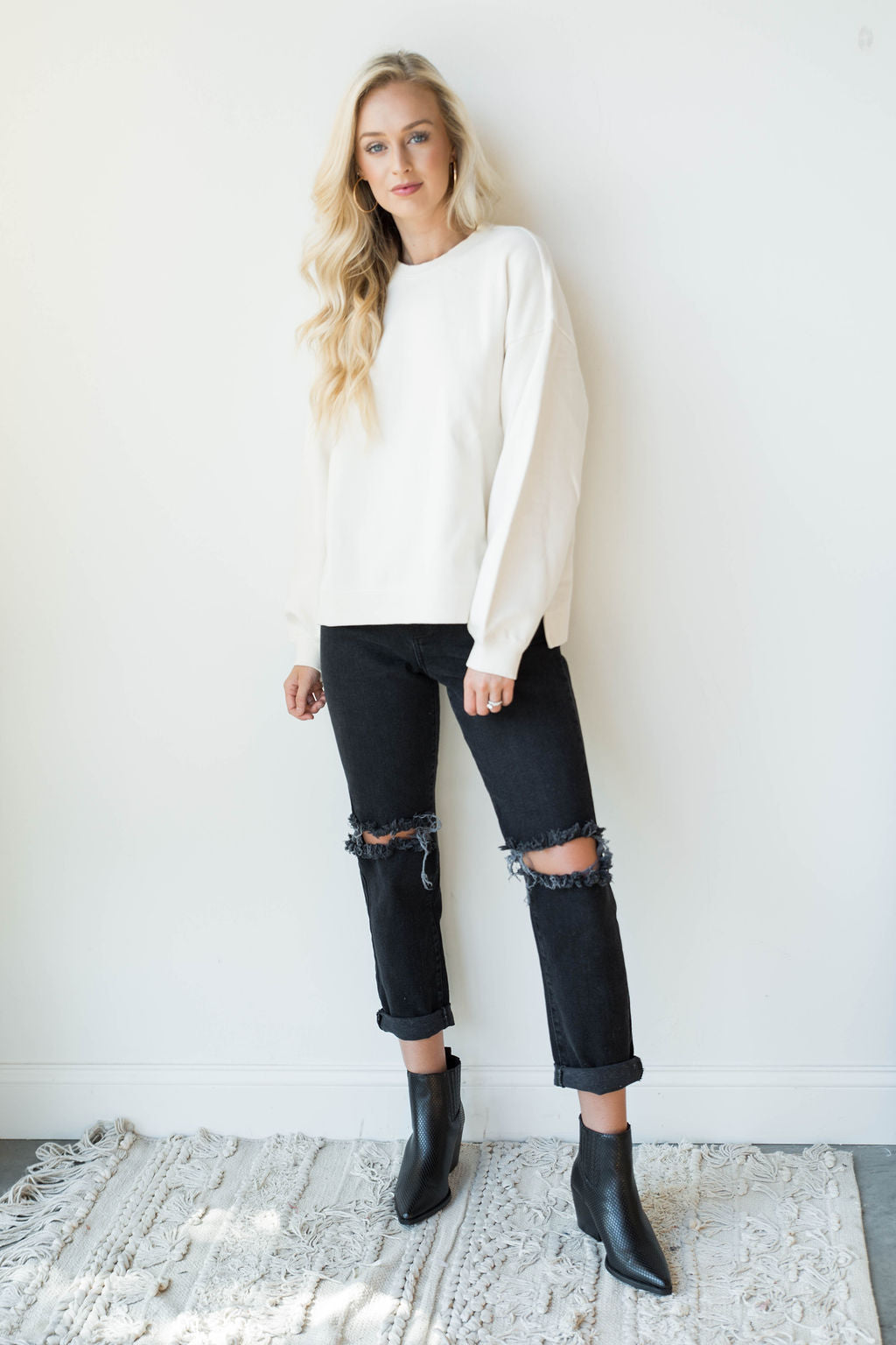 mode, low key l/s fleece top