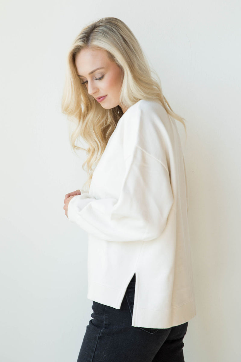 mode, low key l/s fleece top
