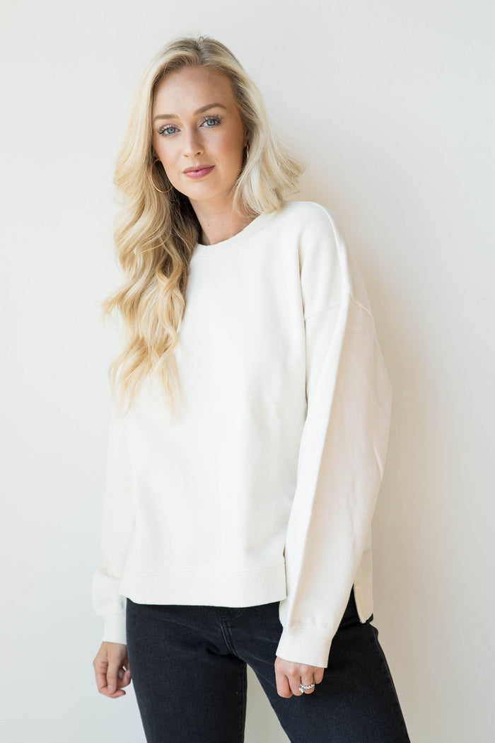 mode, low key l/s fleece top