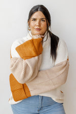 mode, colorblock turtleneck sweater