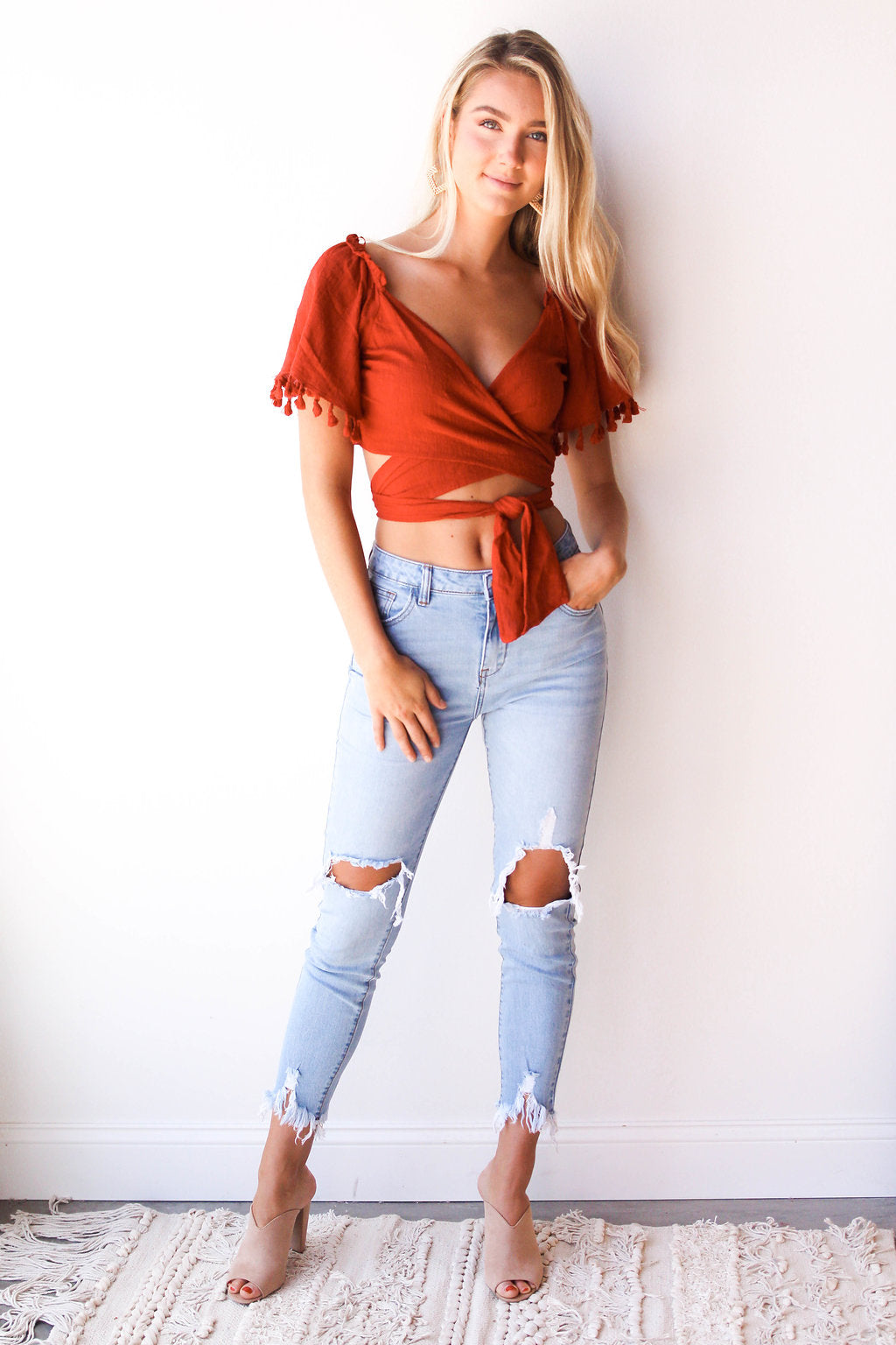 mode, tassel wrap top