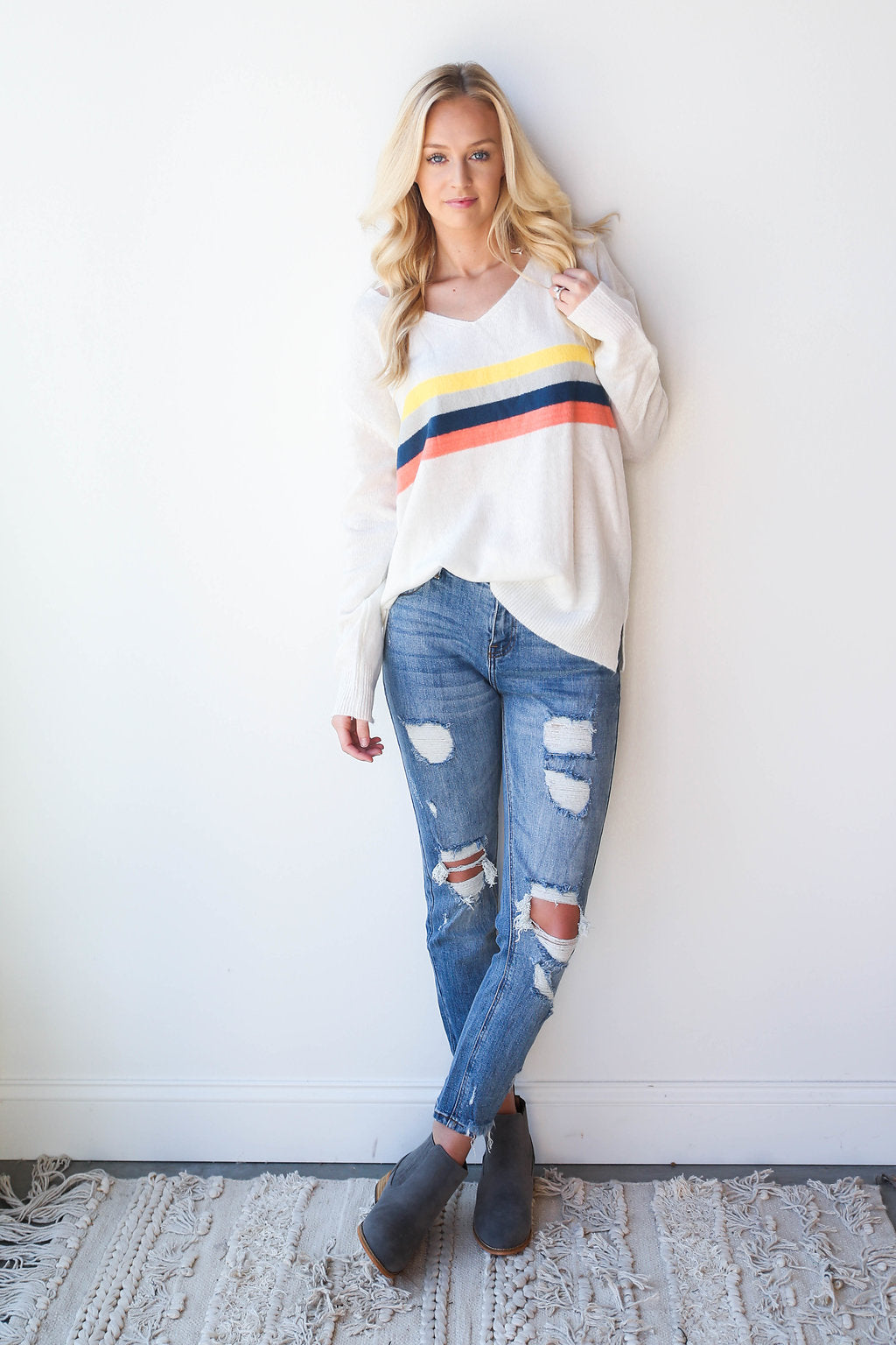mode, living color striped sweater