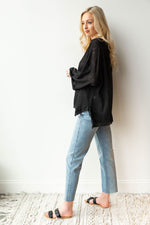 mode, deep v, bell sleeve light sweater