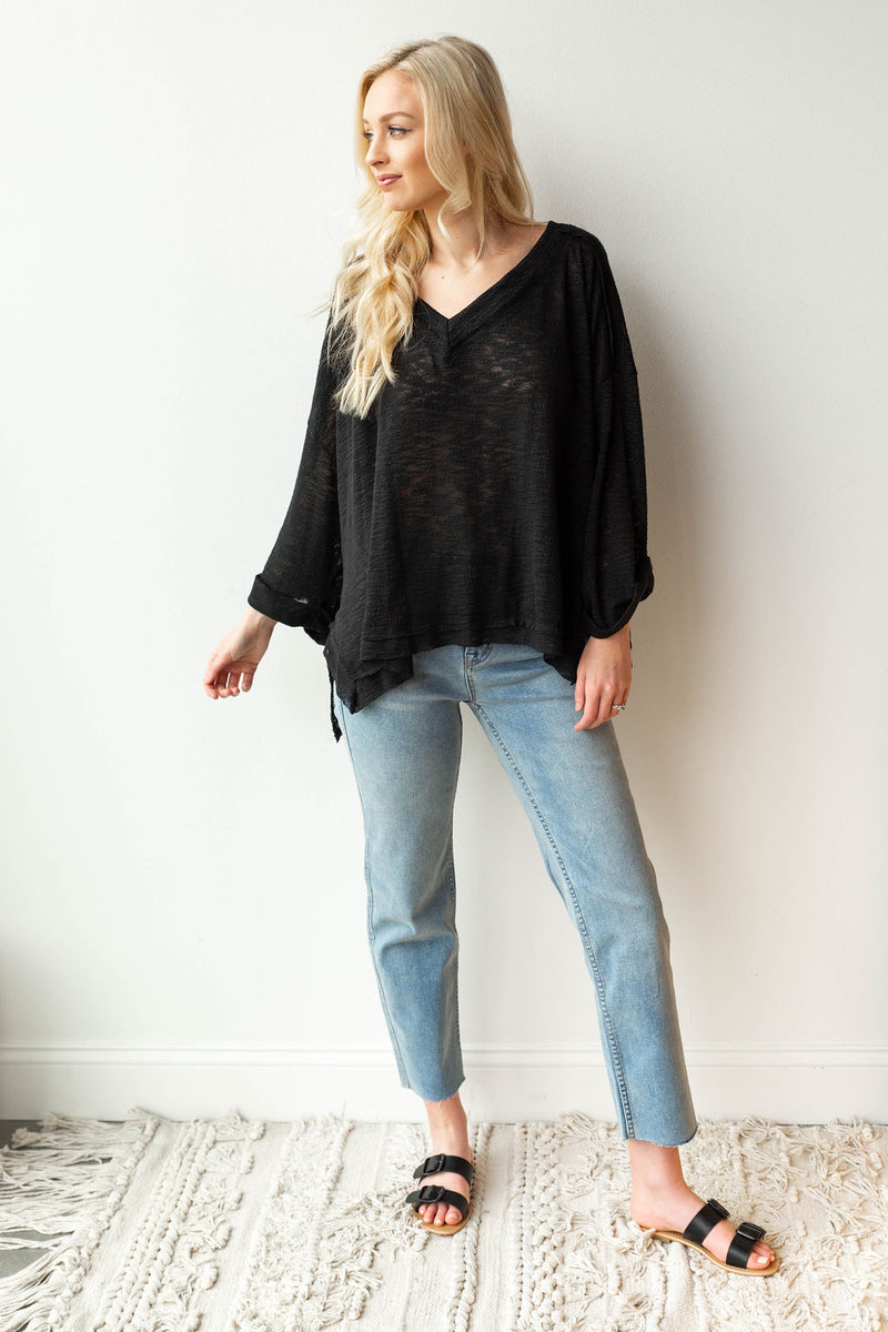 mode, deep v, bell sleeve light sweater